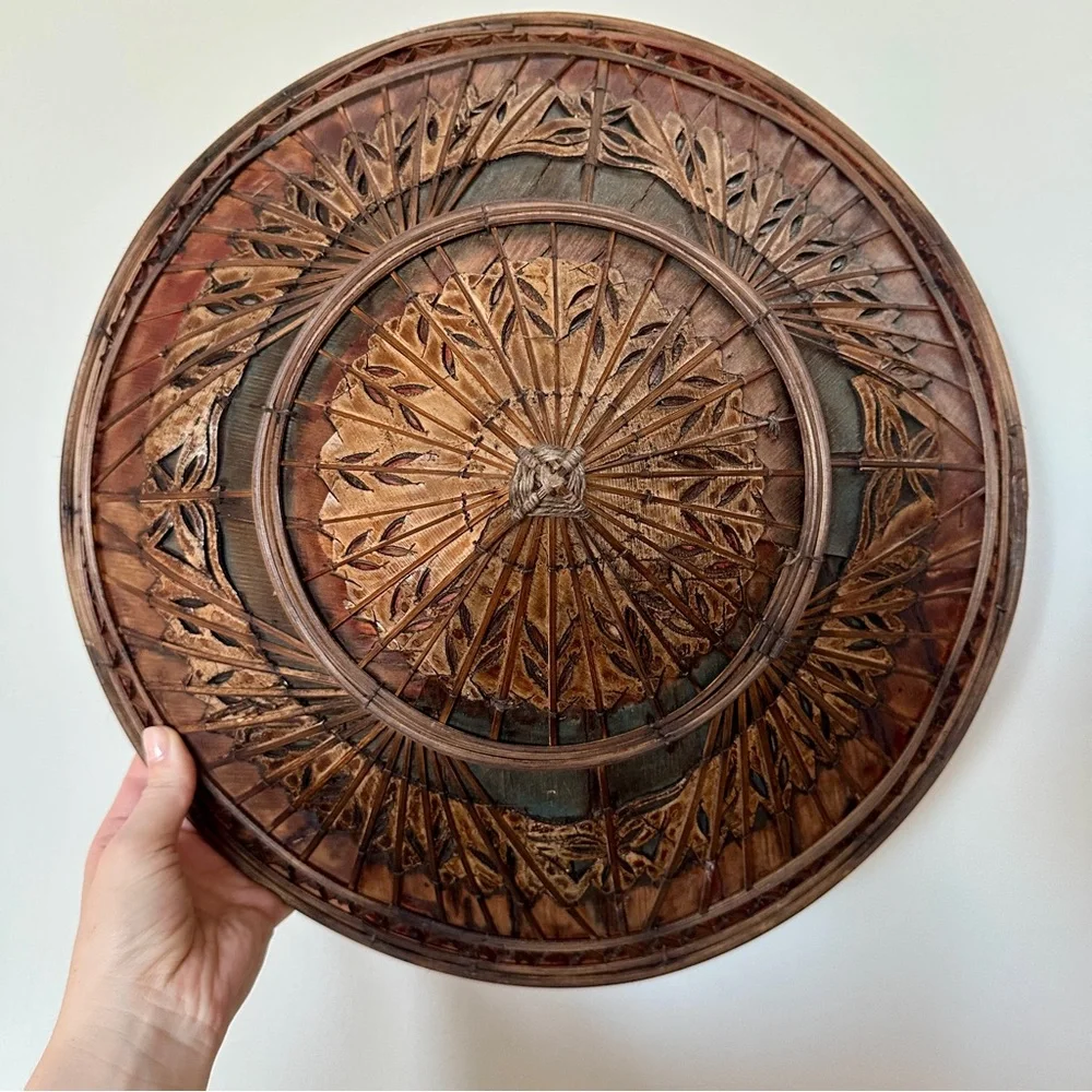ANTIQUE Decorative Asian Conical‎ Hat (nón lá in Vietnam)